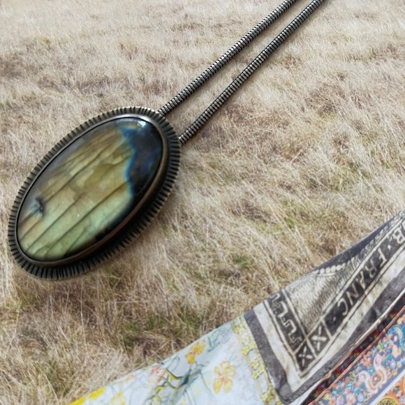 KIMYA JOYAS Artisan Hand Engraved Labradorite Sterling Silver Pendant is NWOT! - Picture 6 of 11